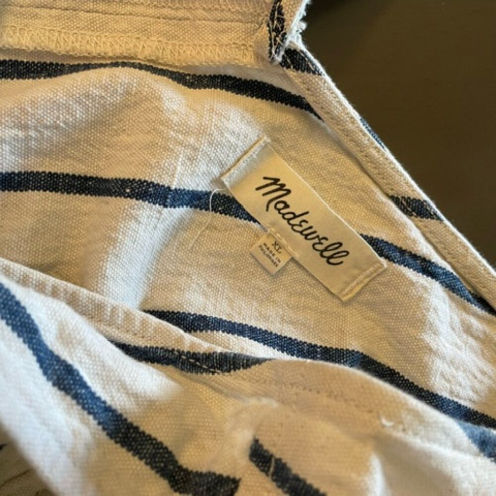 Madewell Coverall Button Jumpsuit blue off-White Striped Size XL - Picture 5 of 7